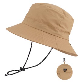 MK MATT KEELY Sun Hat for Men Women Summer UPF 50+ Boonie Hat Foldable Outdoor Waterproof Bucket Hat with Wide Brim Khaki
