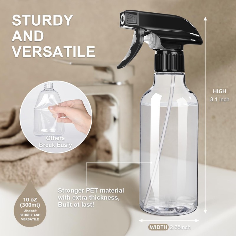 Uineko Spray Bottles 2-Pack, 10 Oz, Mist & Stream, Heavy