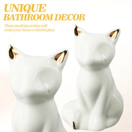 2 PCS Toilet Bolt Covers Decorative, Cute Toilet Screw Cover Caps, White Ceramic Cat, Easy to Install, Avoid Rust, Suitable for Bathroom Toilet Decoration