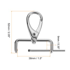uxcell 2Pcs Swivel Clasps Hook, 38mm(1-1/2 Inch) D Ring Detachable Snap Hook Metal Lobster Claw Clasp Hook with Screwdriver for Purse Keychain DIY Craft, Silver