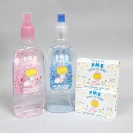 Lot of 2 P.M.B. Para Mi Bebe 8.3 oz Spray Cologne Boys & Girls & 2 Baby Soap Bar