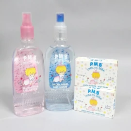 Lot of 2 P.M.B. Para Mi Bebe 8.3 oz Spray Cologne Boys & Girls & 2 Baby Soap Bar