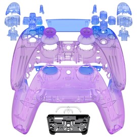 eXtremeRate Full Set Shell with Buttons Touchpad Cover, Gradient Translucent Bluebell DIY Replacement Decorative Trim Shell Front Back Plates Compatible with p s 5 Controller BDM-030 BDM-040 BDM-050