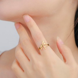 kkjoy Dragonfly Ring Stainless Steel Flying Elves Rings Adorable Insects Stackable Eternity Rings Promise Ring Jewellery for Women Charming Ladies, Stainless Steel, No Gemstone