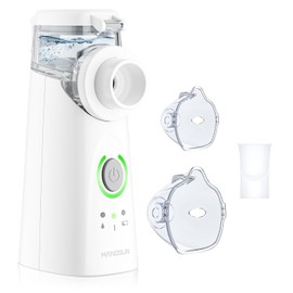 HANGSUN Nebuliser Machine for Adults & Kids, Rechargeable Portable Mesh Nebuliser, Handheld Silent Nebulisers with 2 Masks and Mouthpiece, Self-Cleaning Nebulizers for Home & Travel. Carrying Bag.
