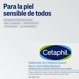 Cetaphil Barra Dermolimpiadora Facial Corporal Piel Sensible Seca 127 g