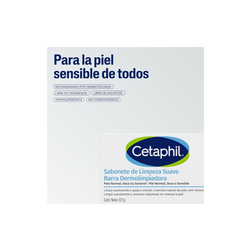 Cetaphil Barra Dermolimpiadora Facial Corporal Piel Sensible Seca 127 g