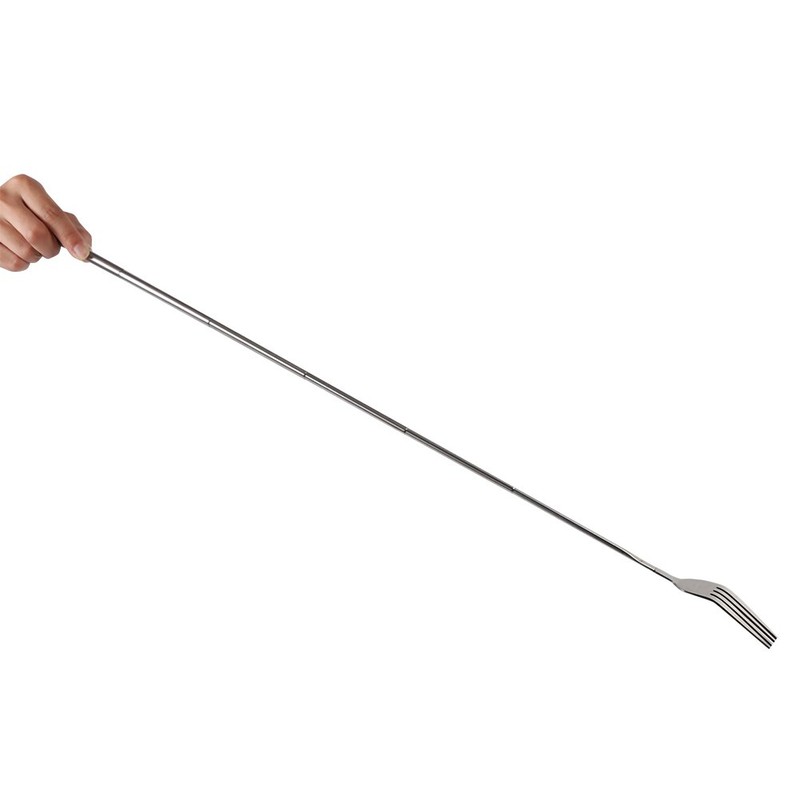 Telescopic Fork BBQ Stainless Steel Extendable Fork Extra Long Handle
