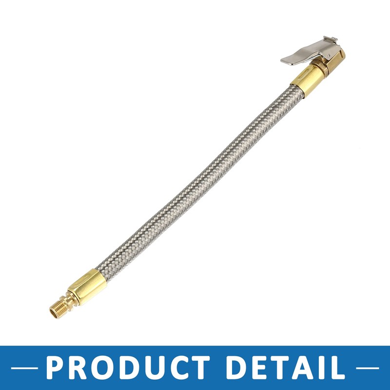 A ABSOPRO 21cm Car Air Inflator Hose Adapter Stainless Steel