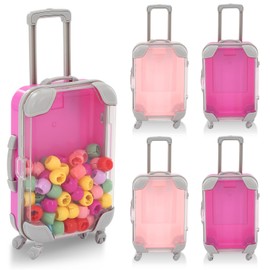 ISTOOLCO Mini Suitcase Party Favor Gift Box, 4 Pack Eyelashes Miniature Luggage, Clear Small Suitcase Present Package Case for Candy Makeup Jewelry Wedding Bachelorette Party Gifts