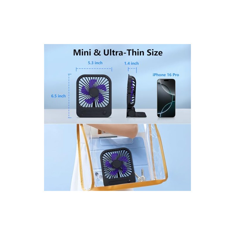 Ultra Thin Magnetic Fan, Portable Rechargeable Desk & Wall Fan