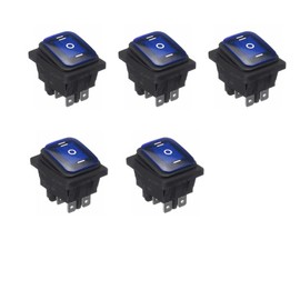 WANGCL 5 x LED Waterproof Toggle Switch 12 V ON/OFF/ON 3 Position Rocker Switch Toggle Buttons 6 Pins for Car Boat Truck KCD4 Blue
