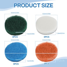 Sponge Cleaning Brush Set, Compatible with Bosch 6033, Dremel Versa, Various Pads for Cleaning, Kitchen Utensils, Tableware and Surface Care, Soft, Reusable, Washable, Pack of 12