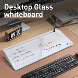 TOWON Desktop Whiteboard with todo List Templates, Daily Agenda Glass White Board for Desk, Desk Reminder Memo Notepad to-do List Dry Erase Board with Storage, Line and Free Section, 16x7 Inches
