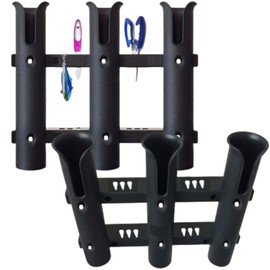 dilib Rod Holder, Boat Supplies, Fishing Rod Stand, Fishing Tackle Storage, Tube, 3 Strands for Fishing, Rod Holder, Includes Mounting Screws (Black, Set of 2)