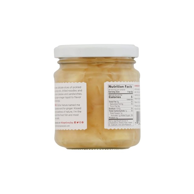 The Ginger People Organic Pickled Sushi Ginger, 6.70-Ounce Glass Bottle