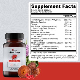 UpWellness Ultra Liver Supplement for Liver Health and Gallbladder Support - Powered by TMG, NAC Milk Thistle, and More - Taurine Supplement - 60 Capsules - 3 Pack