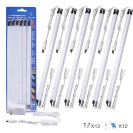 Led Light Strips Kit, (6) 12'' Linkable Light Bars + Rocker Switch + UL Power Adapter, Under Cabinet Lighting, Gun Safe, Locker, Closet, Shelf, Showcase Lighting, 3000K Warm White