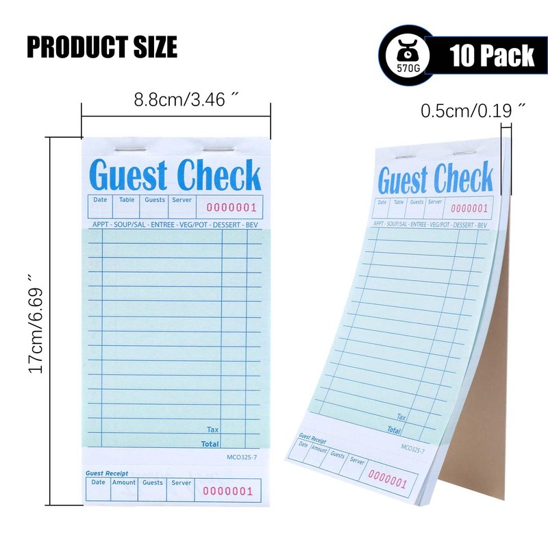 Giyofom Guest Checks Book 10Pack,Server Note Pads,Waitress Accessory Wiring Pads,Restaurant
