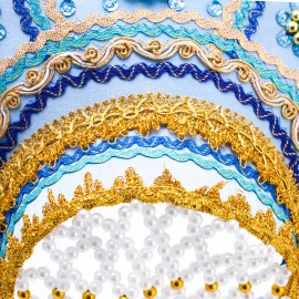 Blue Kokoshnik Traditional Russian Folk Costume Headdress Кокошник Adult / Kids