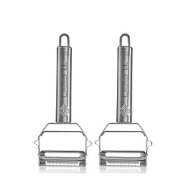TURBO PRODUKTE BI-TURBO Double Head Peeler - Peeler & Julienne Peeler - Easy Care - Best Stainless Steel - 2-in-1 Vegetable Peeler & Julienne Cutter