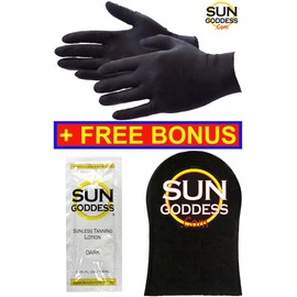 Sun Goddess - ONE (1) PAIR - Sunless Self Tanning Application Gloves + FREE (1) Sunless Self Tan Applicator Mitt + (1) Sun Goddess Sunless Self Tanner Lotion Sample - Best Gloves Mitt Lotion Tanner