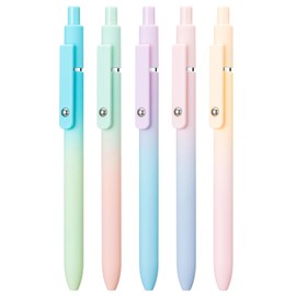 erofa Zennyth Gel Pens, Quick Dry Ink Black Refill Fine Point Premium Rollerball Pen Retractable Rainbow Style Pack of 5