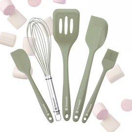 Starpack 'Flip & Whip' Premium Silicone Baking Utensils Set (5 Pcs) - Cooking Utensils with Heat Resistant to 600°F - Baking Utensils - Large & Small Spatulas, Whisk & Basting - Brush Baking Tool Set