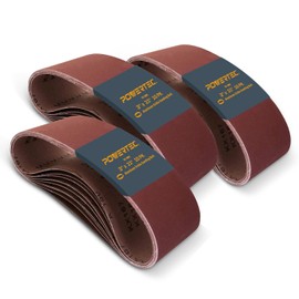 POWERTEC 3 x 21 Inch Sanding Belts, 10 Each of 40/60/80 Grit, 30PK, Aluminum Oxide Belt Sander Sanding Belt Assortment for Portable Belt Sander, Wood & Paint Sanding, Metal Polishing (110435)