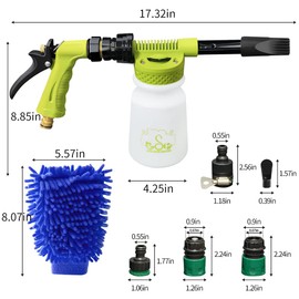 ESP Car Wash Foam Gun for Garden Hose Adjustable Hose Wash Sprayer Thick Filtration with Metal Handle Washing Mitts 6 Levels of Foam Concentration Snow Foam Blaster Quick Connector to Any Cleaning