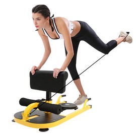 Squat Bench 220lbs Load,Leg Squat Machine,Leg Hook & Leather Board Adjust,Multi-Function Sit-Up Squat Exerciser W/Twist Waist Plate,37 * 17.32 * 19.68in Deep Squat Bench