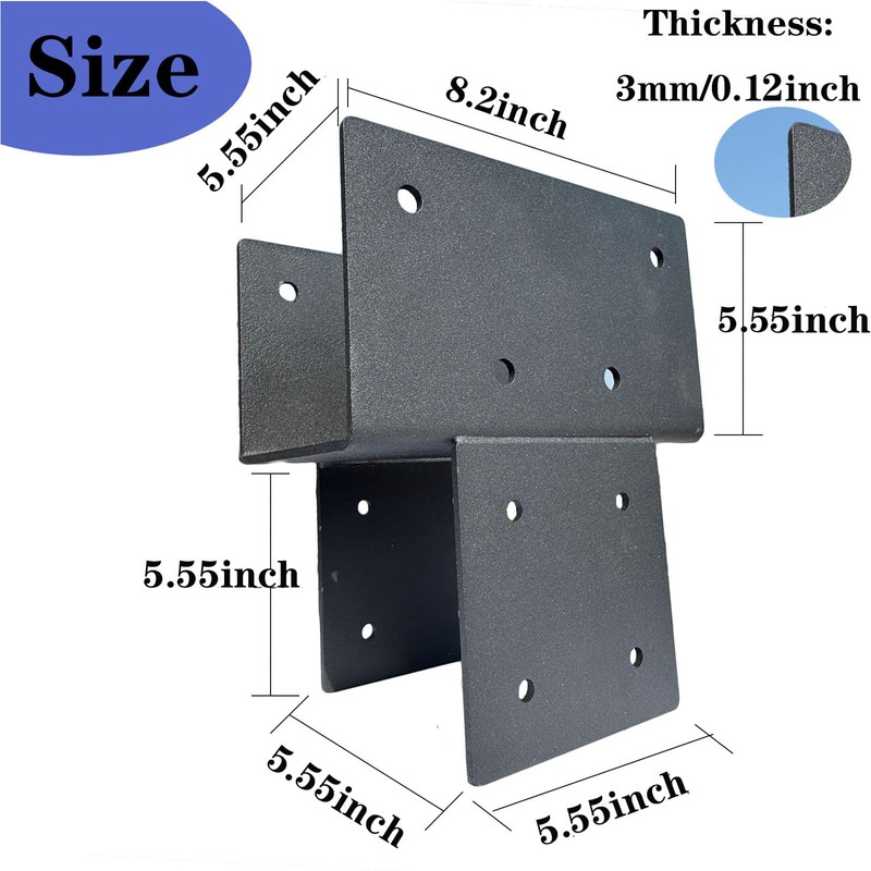 2pc 6x6 Heavy Duty Post Cap Tie Brackets Galvanized Steels