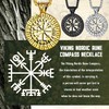 FaithHeart Vegvisir Pendant Necklace for Men Stainless Steel Norse Viking