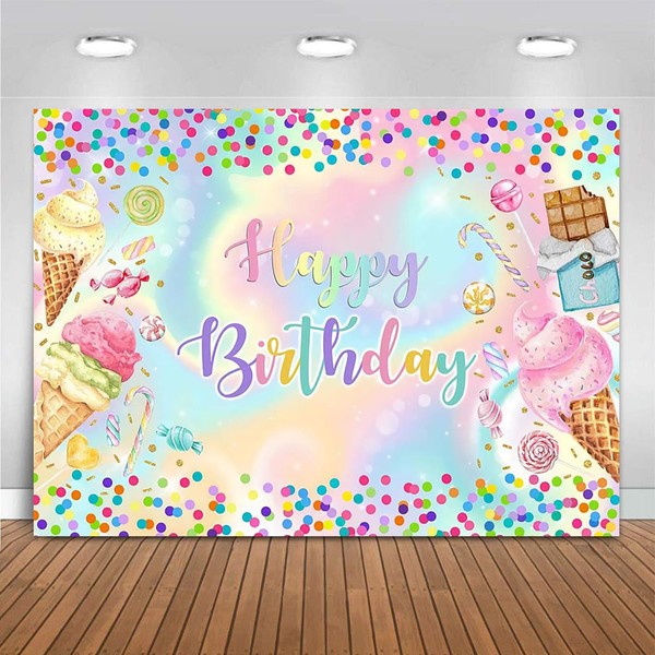 YQWIN Ice Cream Backdrop Ice Cream Party Decorations Ice Cream