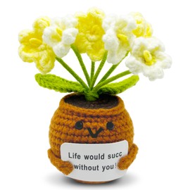 YKCNNBB Pocket Hug Häkeln Vergissmeinnicht Blume (Verblassendes Gelb) - Positive Kartoffel Deutsch Ersatz，Kleines Dankeschön Geschenk für Freunde Kollegen und Famili