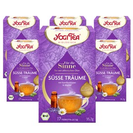 Yogi Tea - For the Senses, Sweet Dreams, Ayurvedic Organic Herbal Tea with Essential Oils, Naturally Caffeine-Free, Lavender, Chamomile, Hops, Yogi Tea Pack of 3, 3x17 Bags (51 Tea Bags Total)
