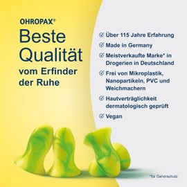 OHROPAX Young Earplugs - For Ears with Smaller Ear Canals - Soft Foam In-Ear Plugs - Sound Insulation Value SNR 35dB - Ideal for Rest, Concentration and Leisure - Pack of 10