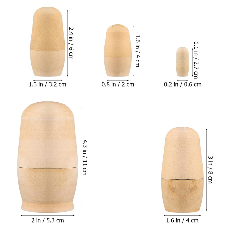 JOINPAYA Wooden Unpainted Nesting Dolls: Blank Nesting Dolls DIY Russian