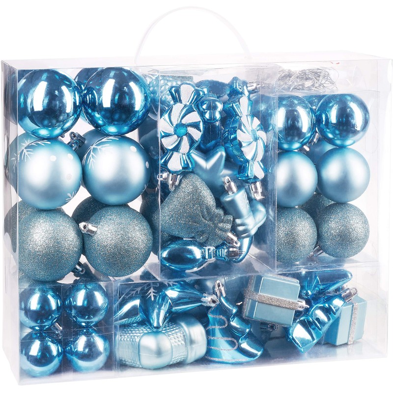 Brubaker 77-piece set Christmas tree decorations with baubles, stars, boots,