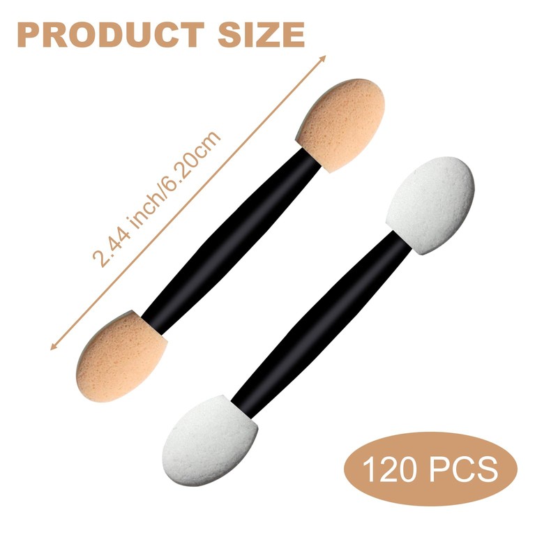 Dual Sides Disposable Eyeshadow Applicators,120Pcs Eyeshadow Applicators Sticks Sponge Tip
