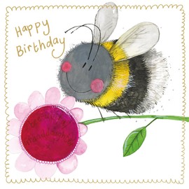 Alex Clark Happy Birthday Bee Granddaughter Foil Card - Bees - Flowers - Nature - Pink Flower - Greeting Card - Cards To Celebrate - For Her - Designed and Printed in the UK…