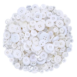 Greentime 250-300 Pcs Buttons 4th of July Decorations for Independence Day for Crafts Assorted Size for Sewing DIY Crafts Decoration-White
