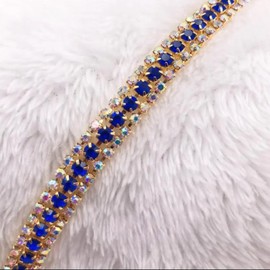 1 Yard Crystal Rhinestone Chain Trim Claw Rhinestone Chain Royal Blue Rhinestones for Clothes Sewing Crafting