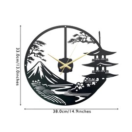 Natrlart Japanese Wall Clock - Unique Samurai Art Decor, 15x13x1.4 Inches, Black, Durable and Water-Resistant