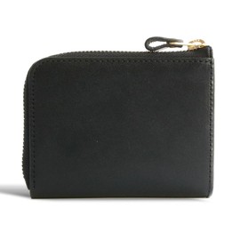Freely Usable Symmetry Mini Wallet, Tochigi Leather, Genuine Leather, L-Shaped Zipper, Compact Wallet, Small Wallet, RFID Skimming Prevention Function, Multi Case, Coin Purse, black