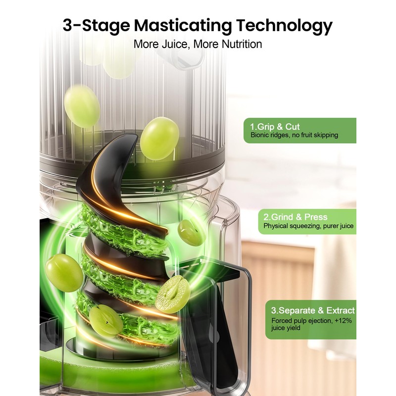 3-in-1 Cold Press Juicer, Juicer Machine,Makes Juice & Sorbet &