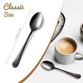 Kucensi Espresso Spoons, Teaspoons Set of 6, Mini Coffee Spoons, 4.7" Tea Spoons Dessert Spoons, Stainless Steel Small Spoons Set for Coffee, Tea, Dessert, Appetizer, Sugar, Dishwasher Safe(Black)