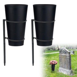 Metal Cemetery Vases Flower Holder with Spikes Memorial vases for Grave Vase Decorations for Cemetery Vase Flower Holder for Memorial Grave Lawn Yard Funeral Headstone Decor with Freely DIY (2)