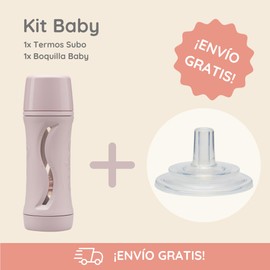 Kit Baby Subo | Termo para alimentos semi-líquidos | Incluye Termo Subo de 210ml y Boquilla Baby | Ideal para purés, yogures y avenas | Materiales seguros, reutilizables y sin derrames Rosa Palo