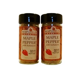 Maple Run Emporium Maple Pepper® with Habanero 2 Pack - Spicy Seasoning Blend - Red Hot Habaneros - Spice Up BBQ Steak - Shake On Chicken Wings - Season Mexican Taco Salsa - Duo 3oz Jars